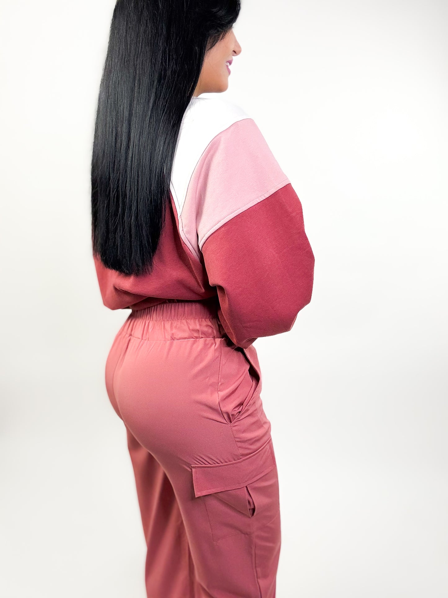 Blush Color Block Oversized Sweater