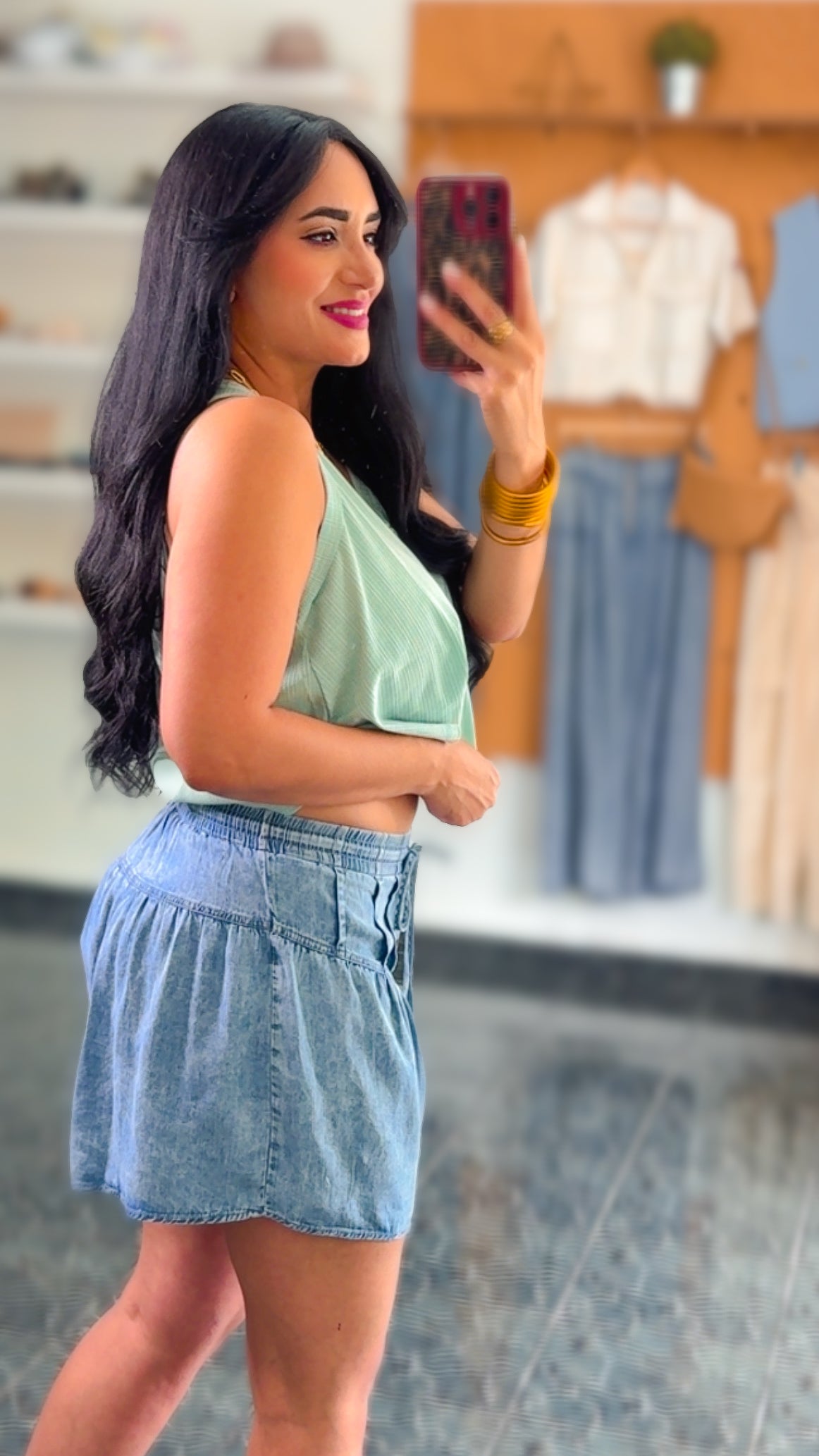 Chambray Buttoned Shorts