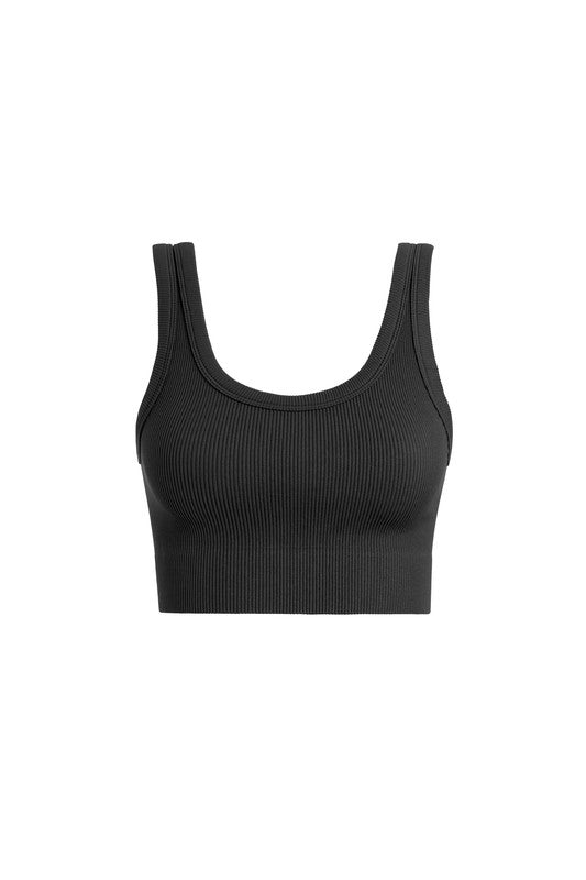 Black Tick Rib Mini Tank Onesize