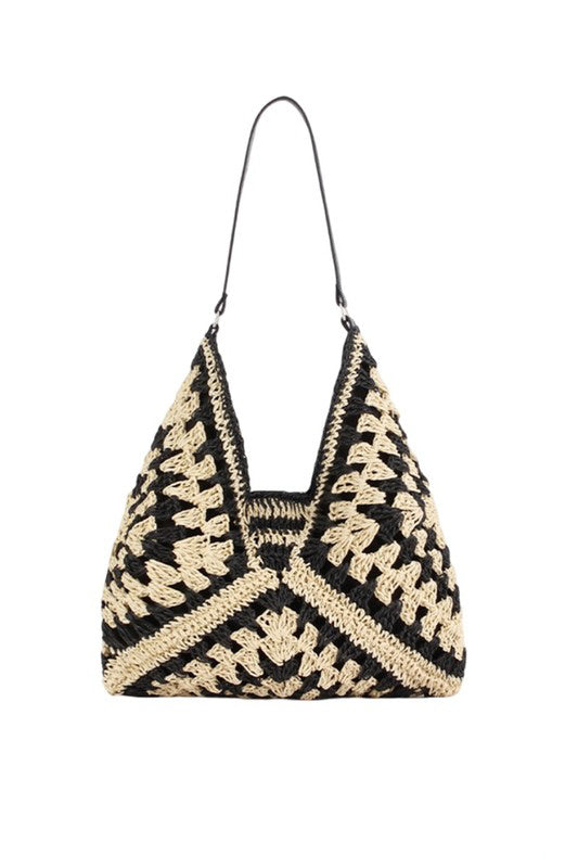Vintage Woven Straw Crochet Bag