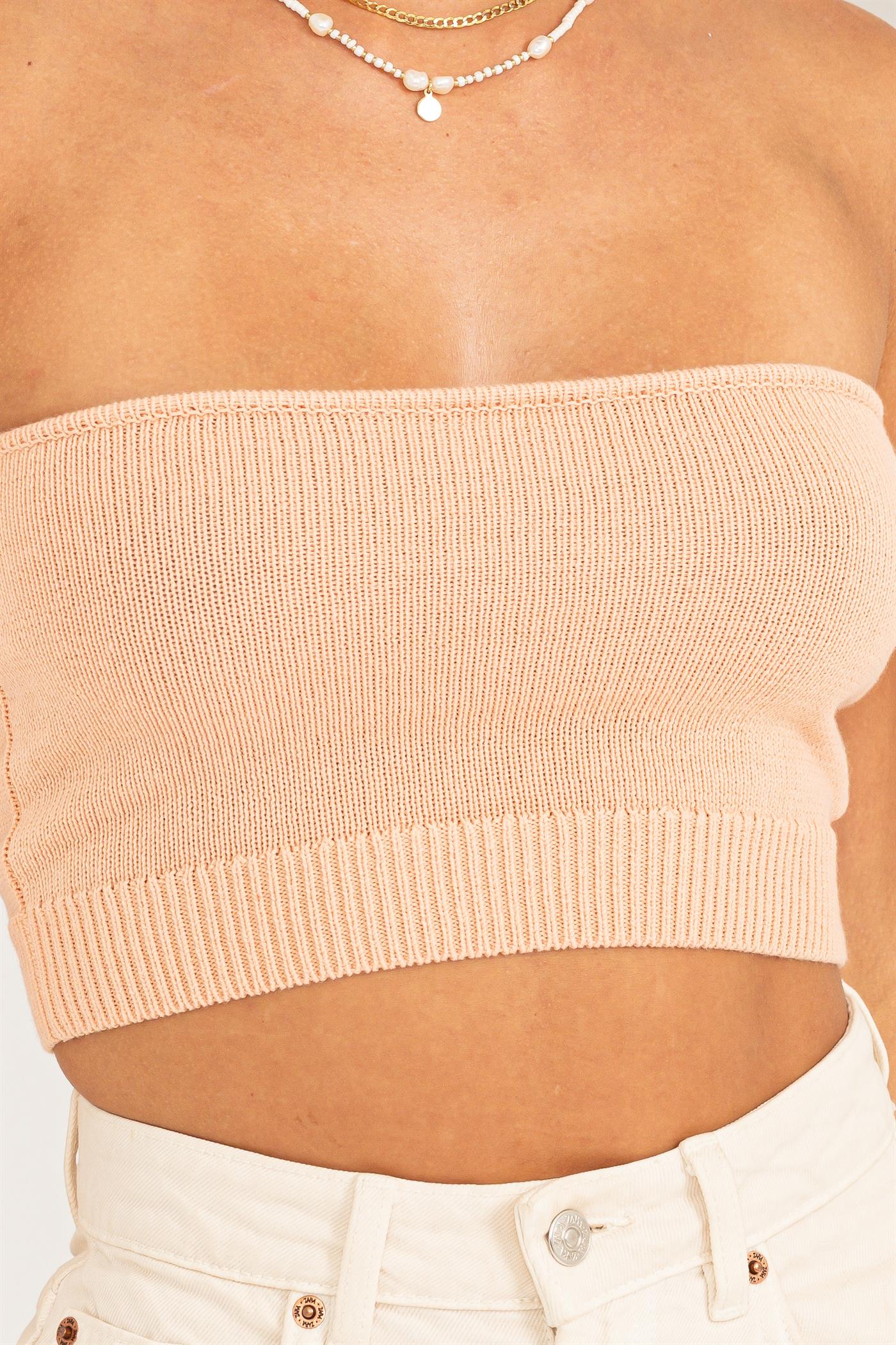 Peach Strapless Top