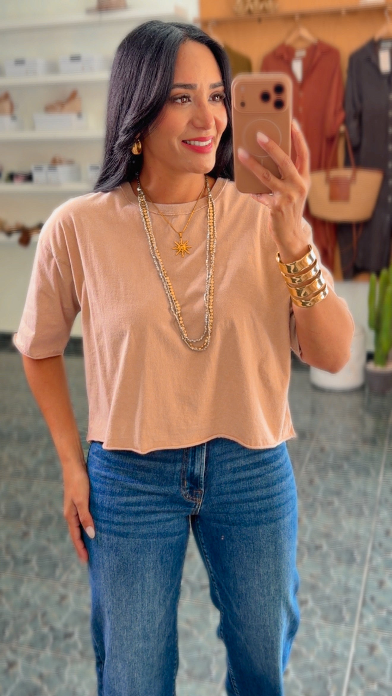 Taupe Drop Shoulder Wide Fit Tee