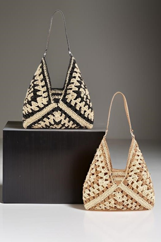 Vintage Woven Straw Crochet Bag