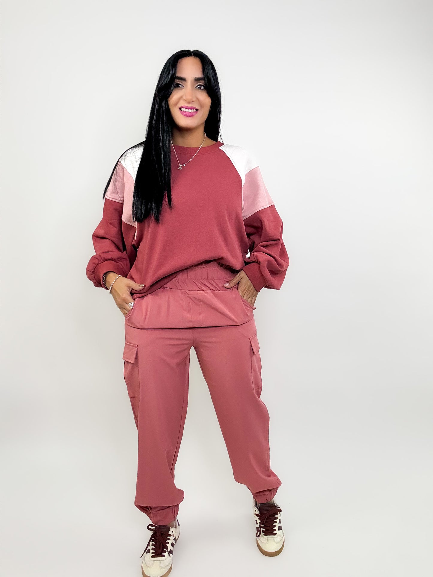 Blush Color Block Oversized Sweater