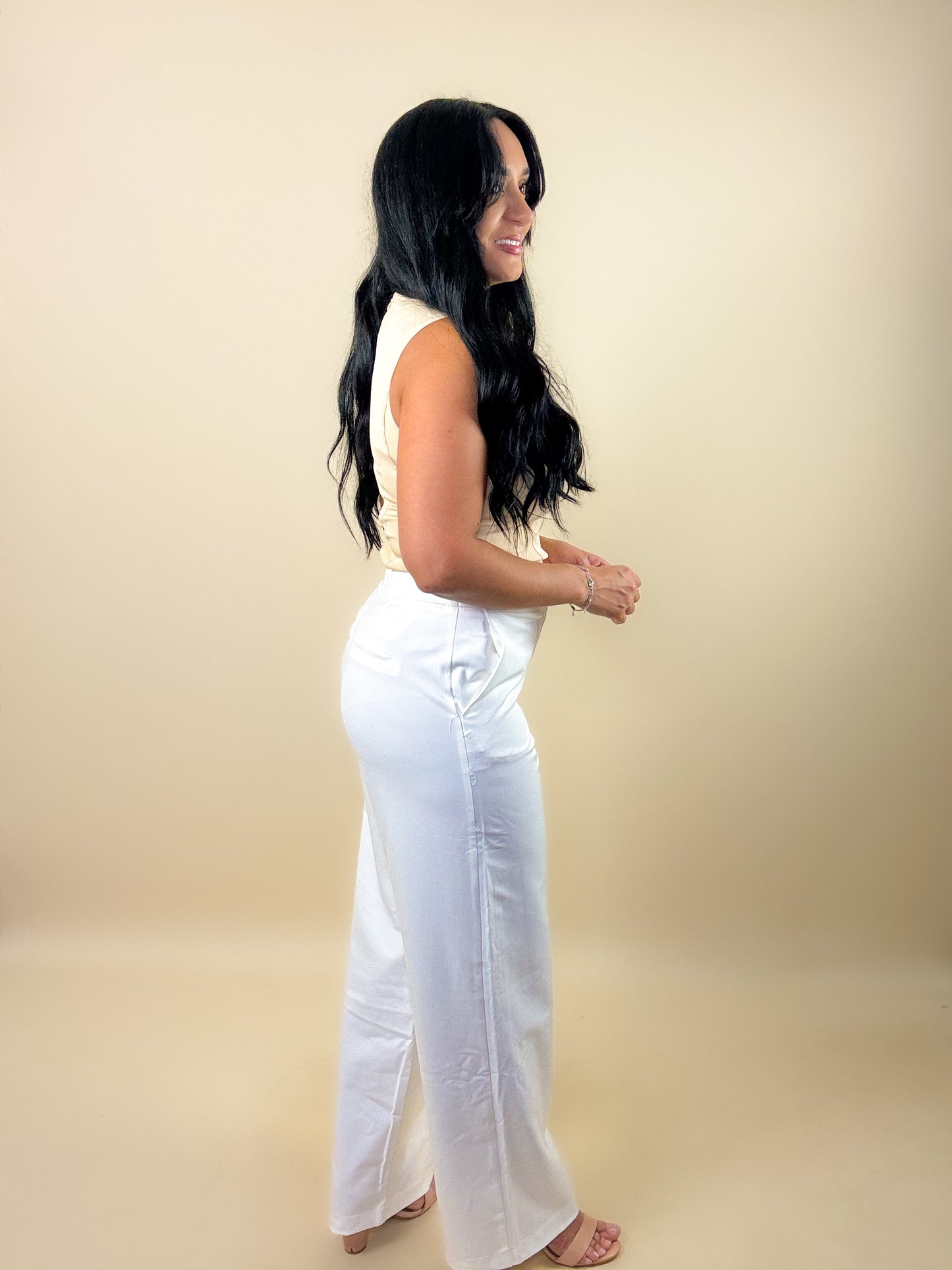 Off White Mid Rise Trouser