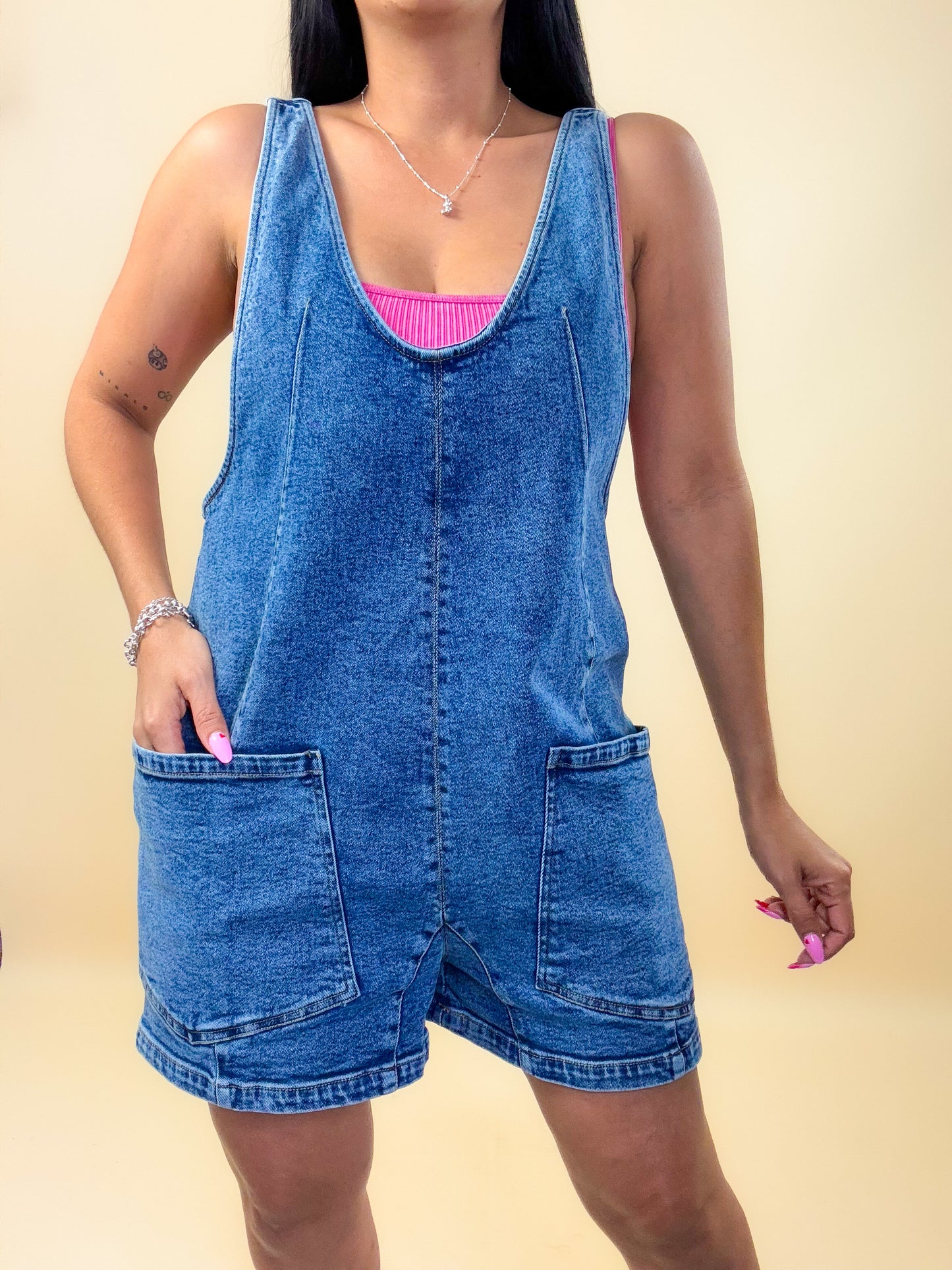 Denim Adjustable Oversized Romper