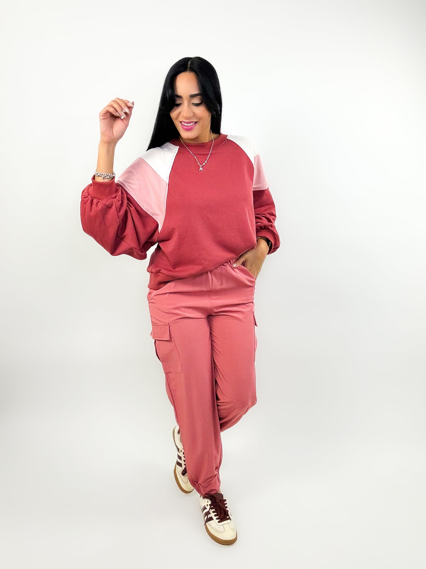 Blush Color Block Oversized Sweater