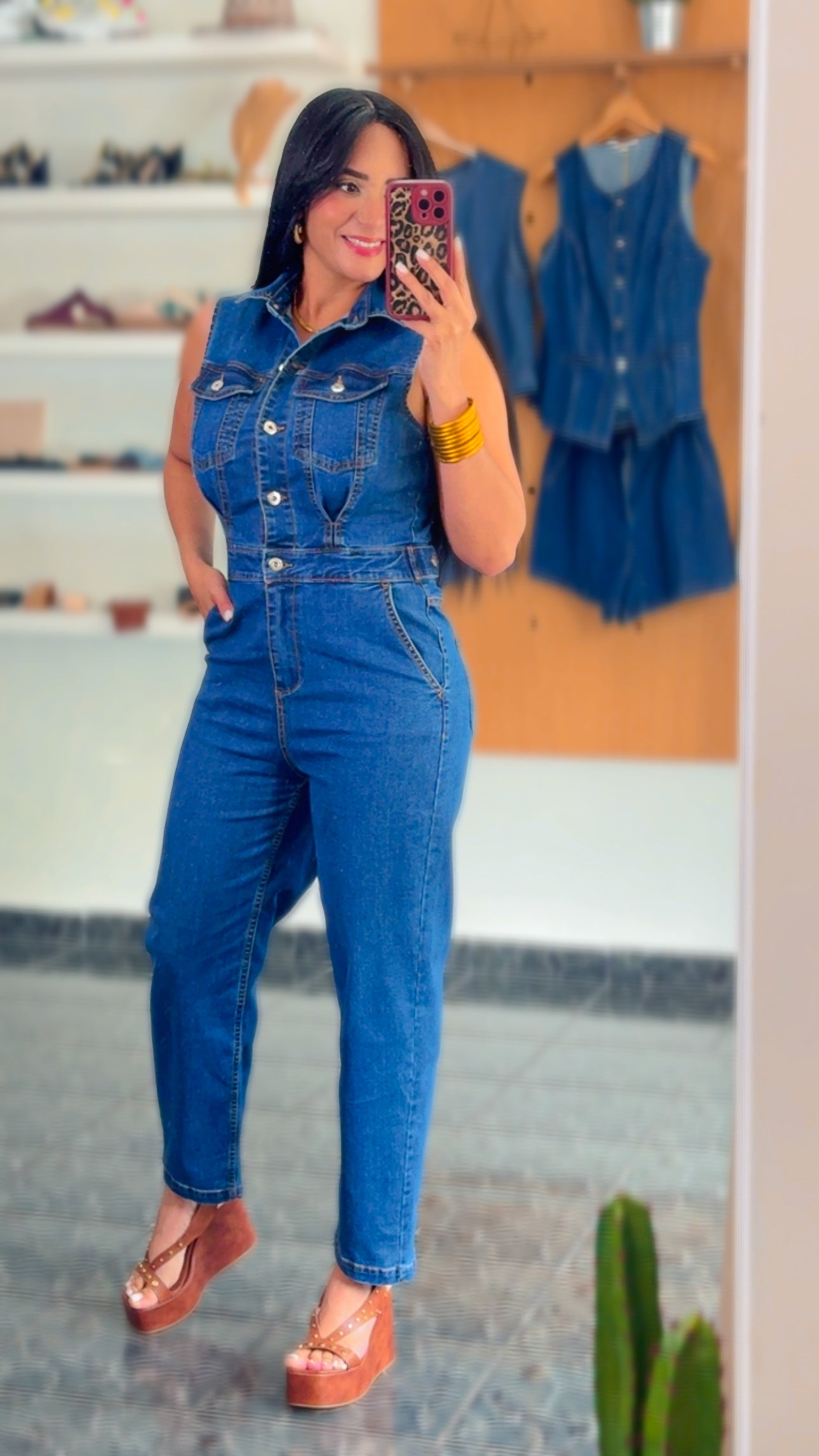 Denim Sleeveless Spandex Jumpsuit