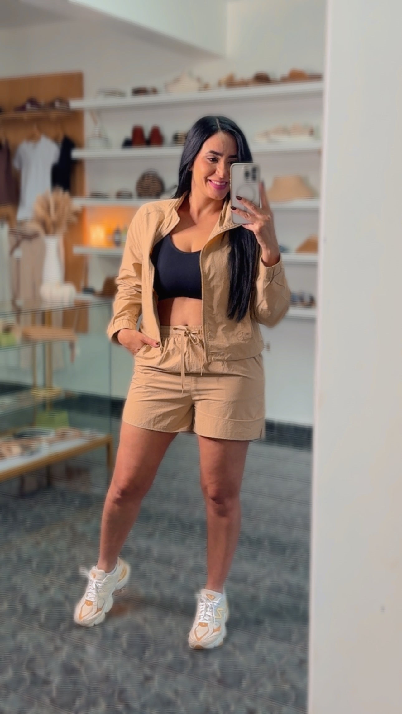 Khaki Jacket/Shorts Set