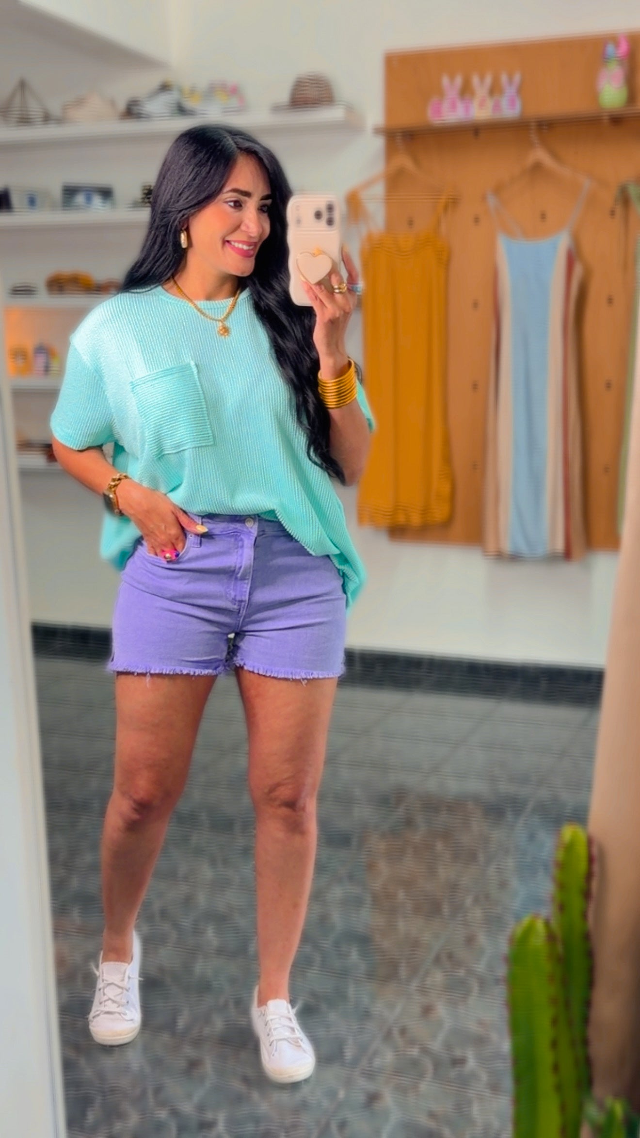 Lavender Spandex Denim Shorts