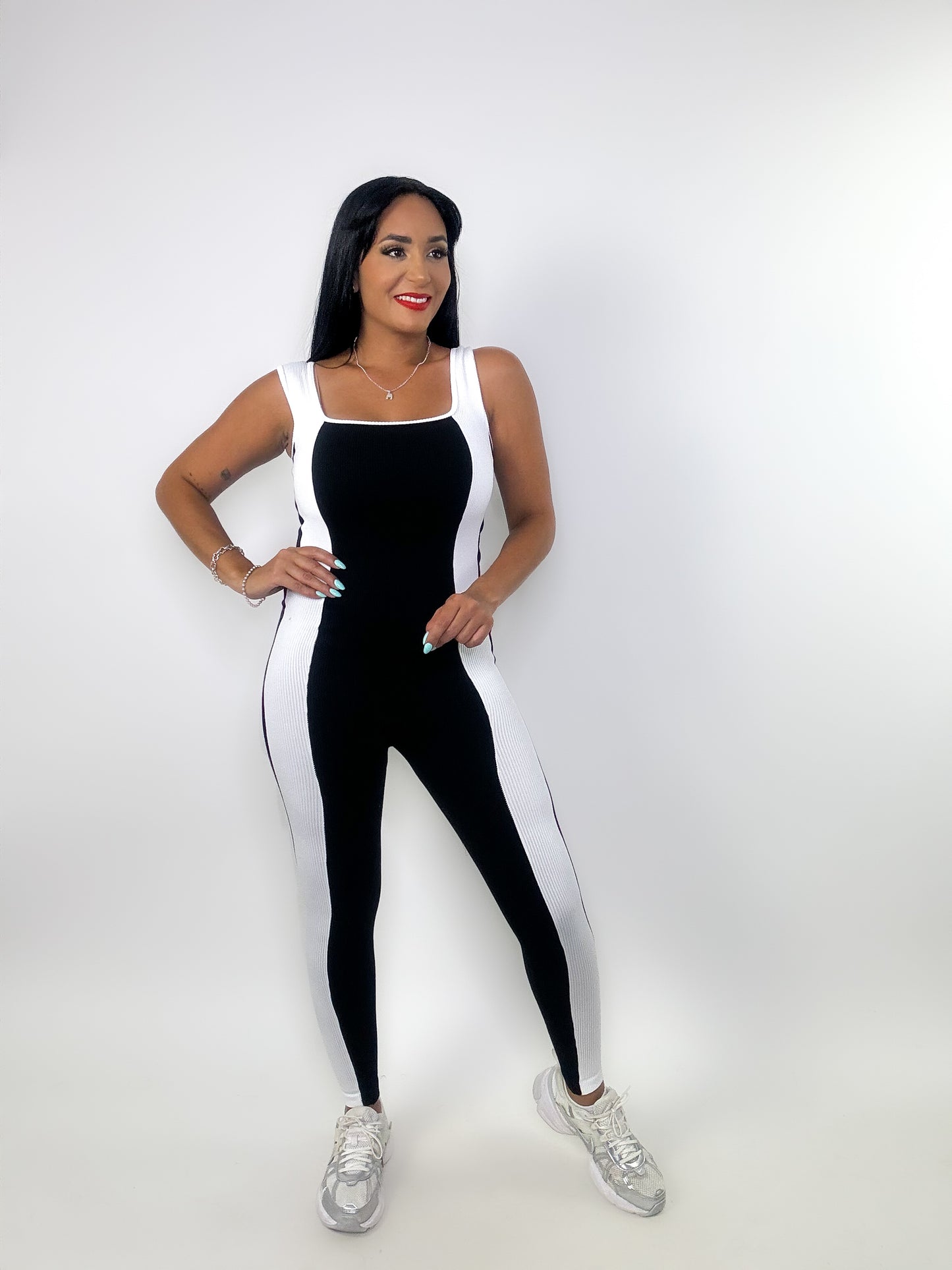 Black & White Ribbed Side Contrast Jumper