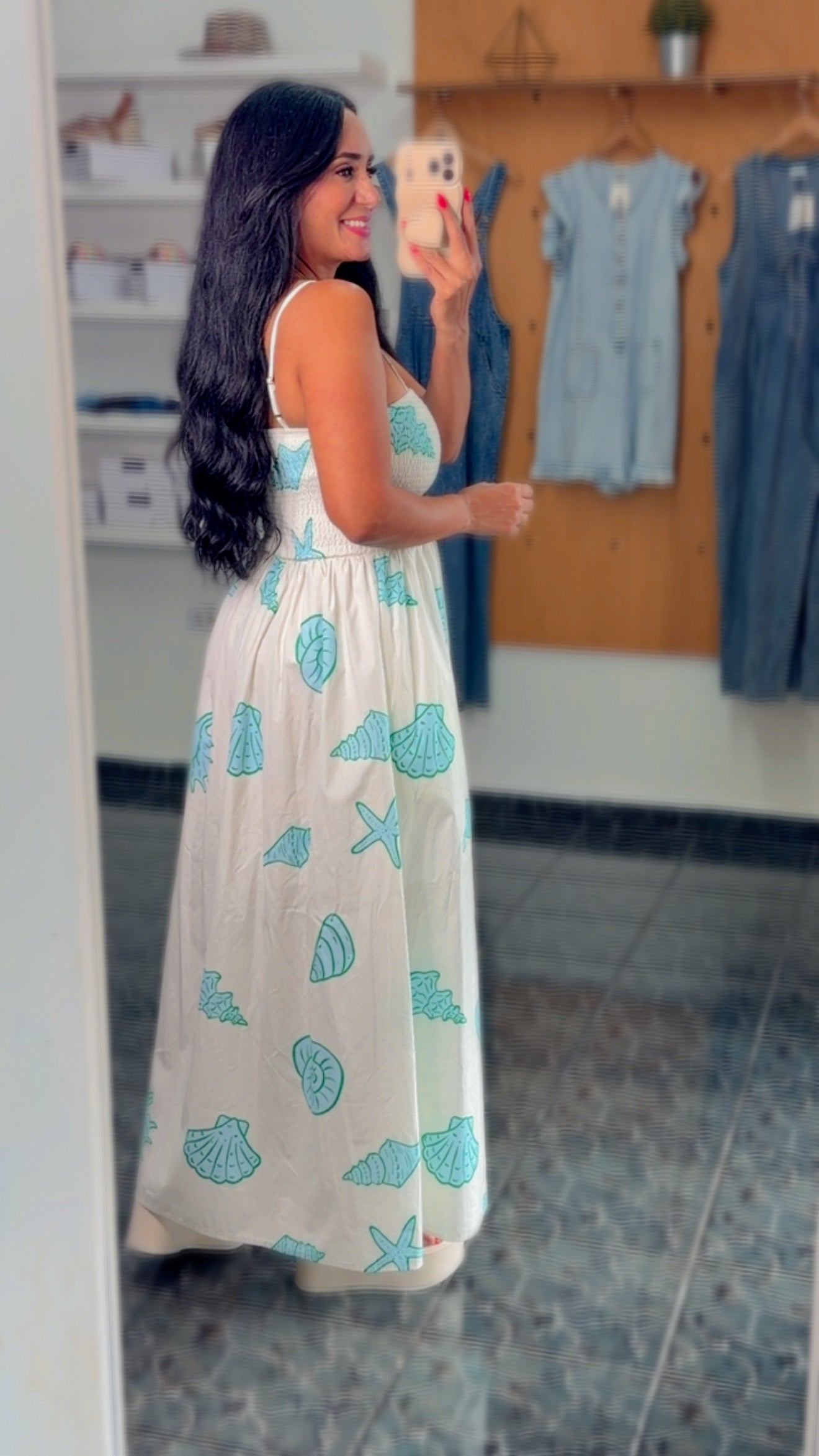 Smocked Sea Maxi Dress
