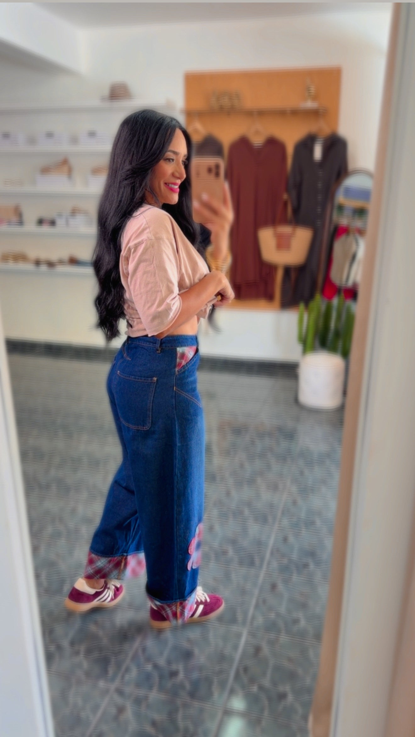 Floral Patches Cropped Wide Leg Jeans