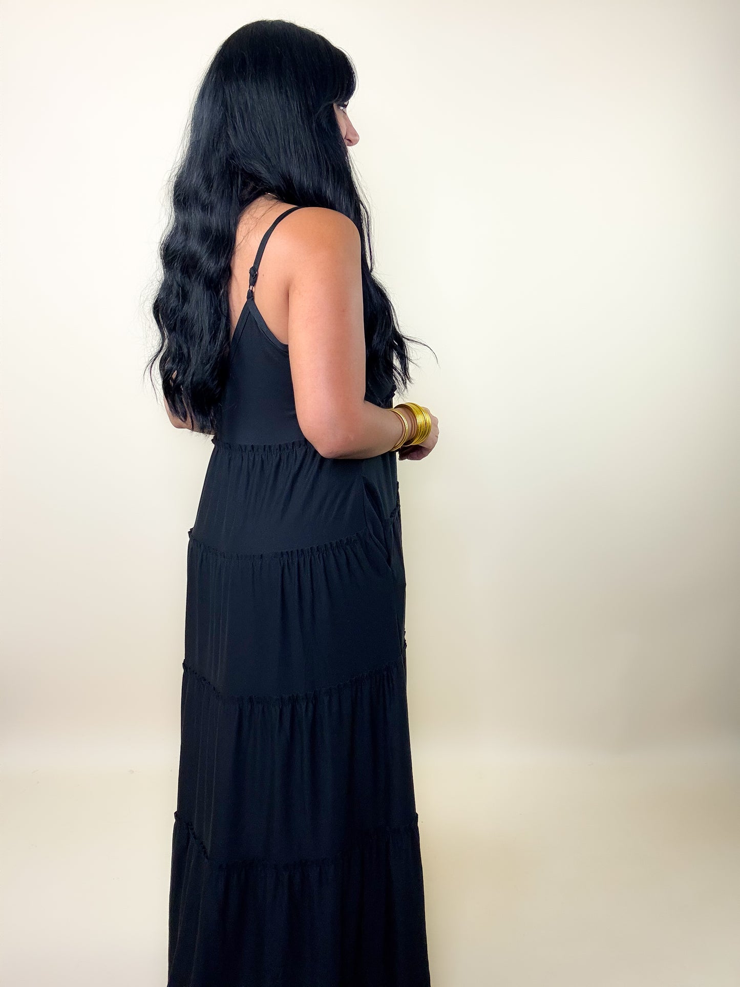 Black Tiered Ruffled Maxi Dress