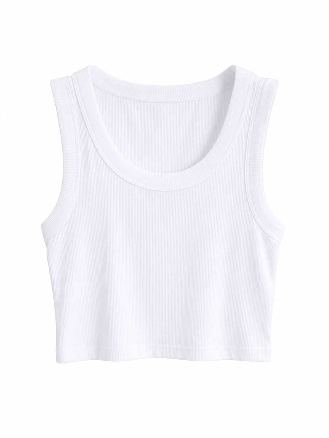 White Ribbed Cropped Tank Top