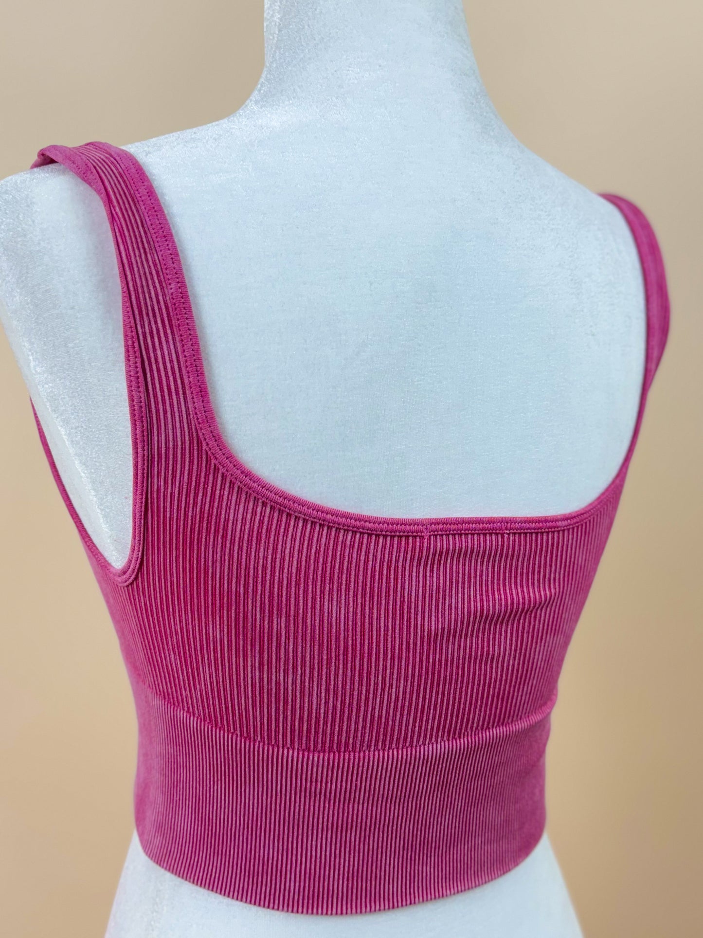 Fuchsia Washed Seamless Crop Top