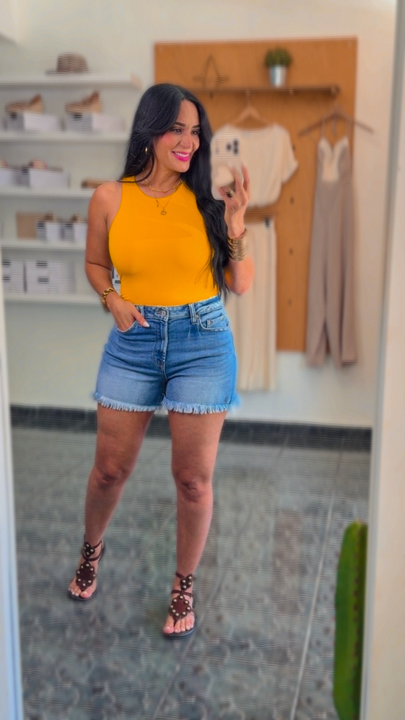 Yellow Spandex Tank Bodysuit