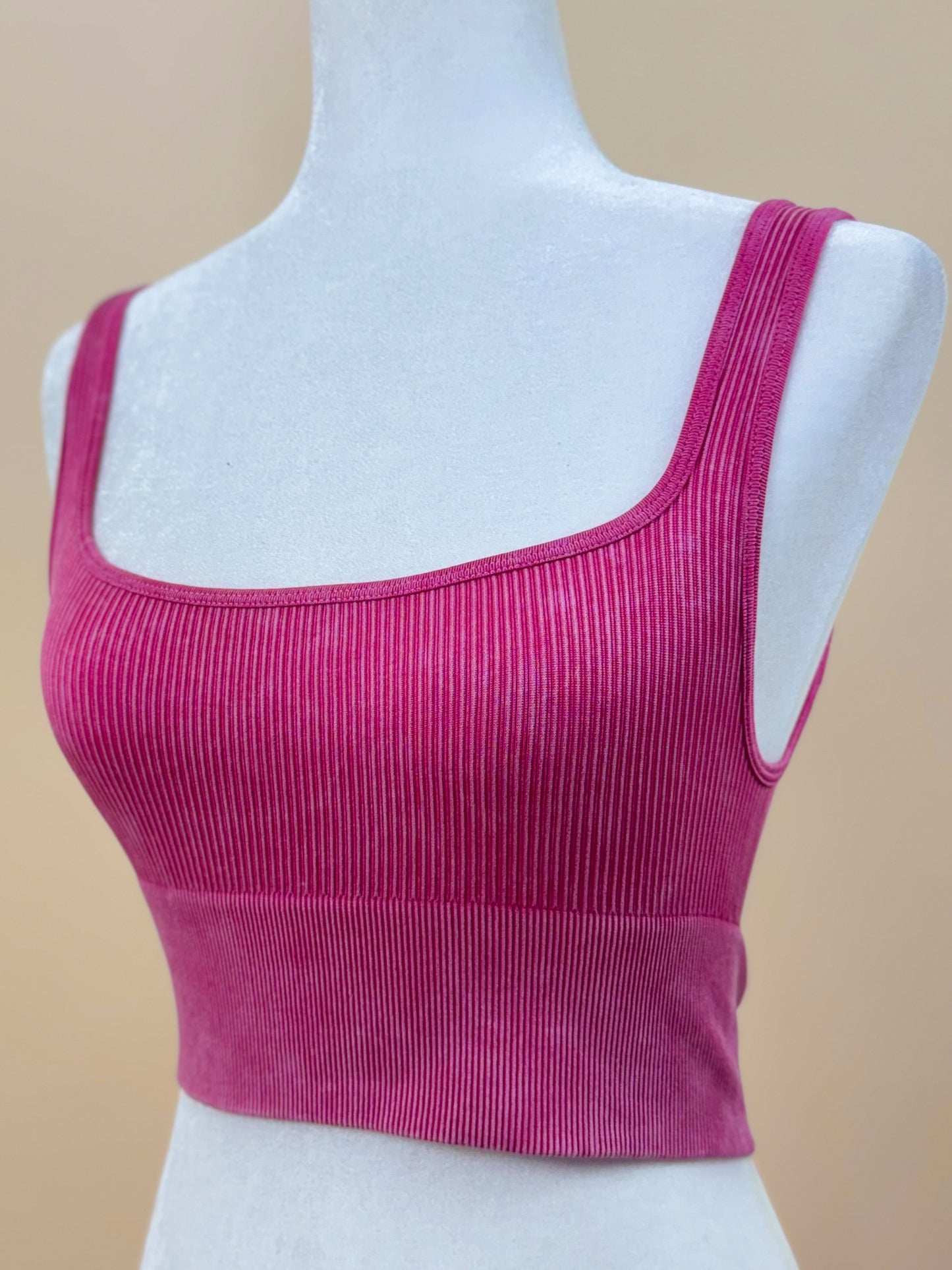 Fuchsia Washed Seamless Crop Top