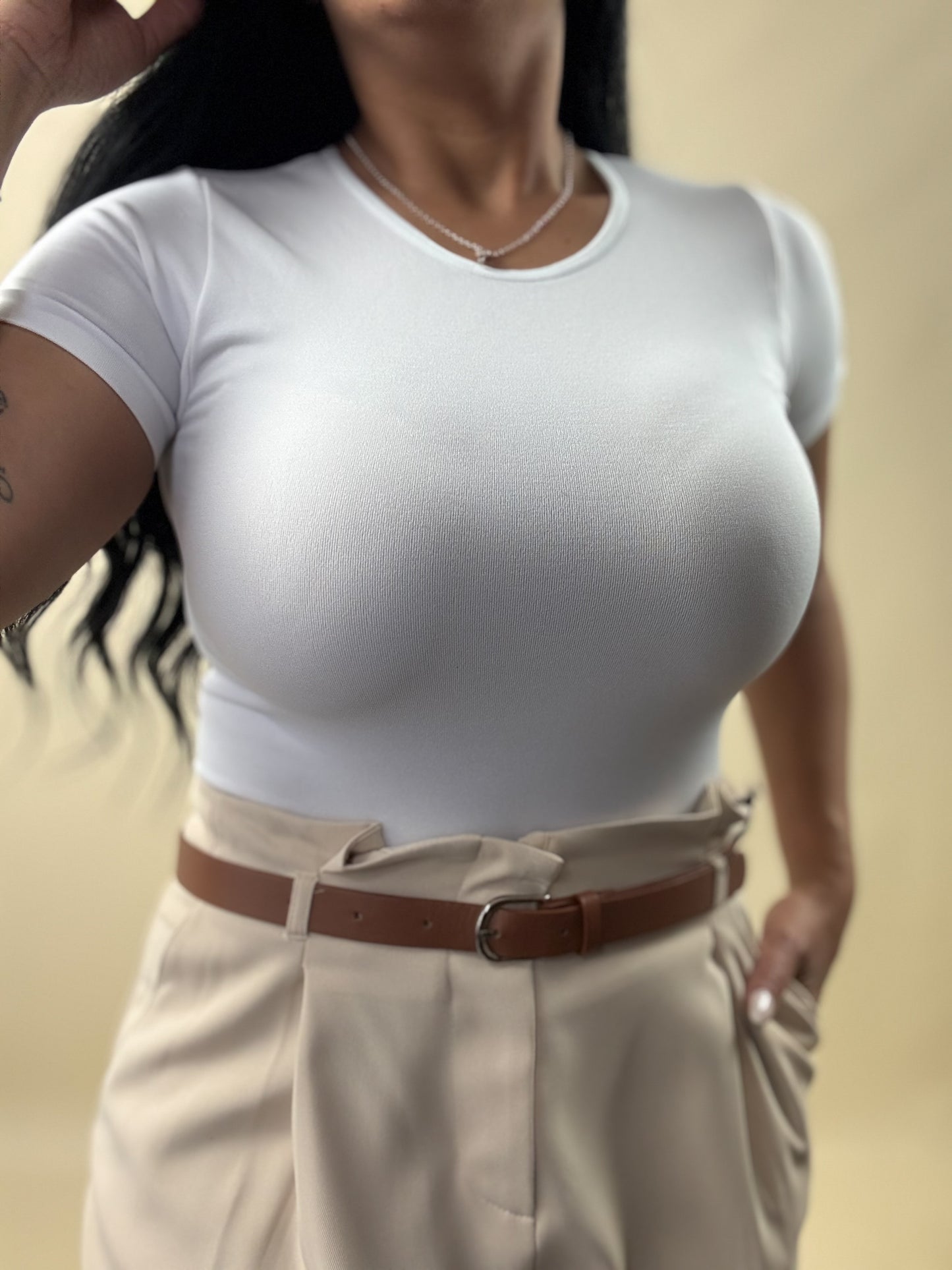 White Seamless Spandex Basic