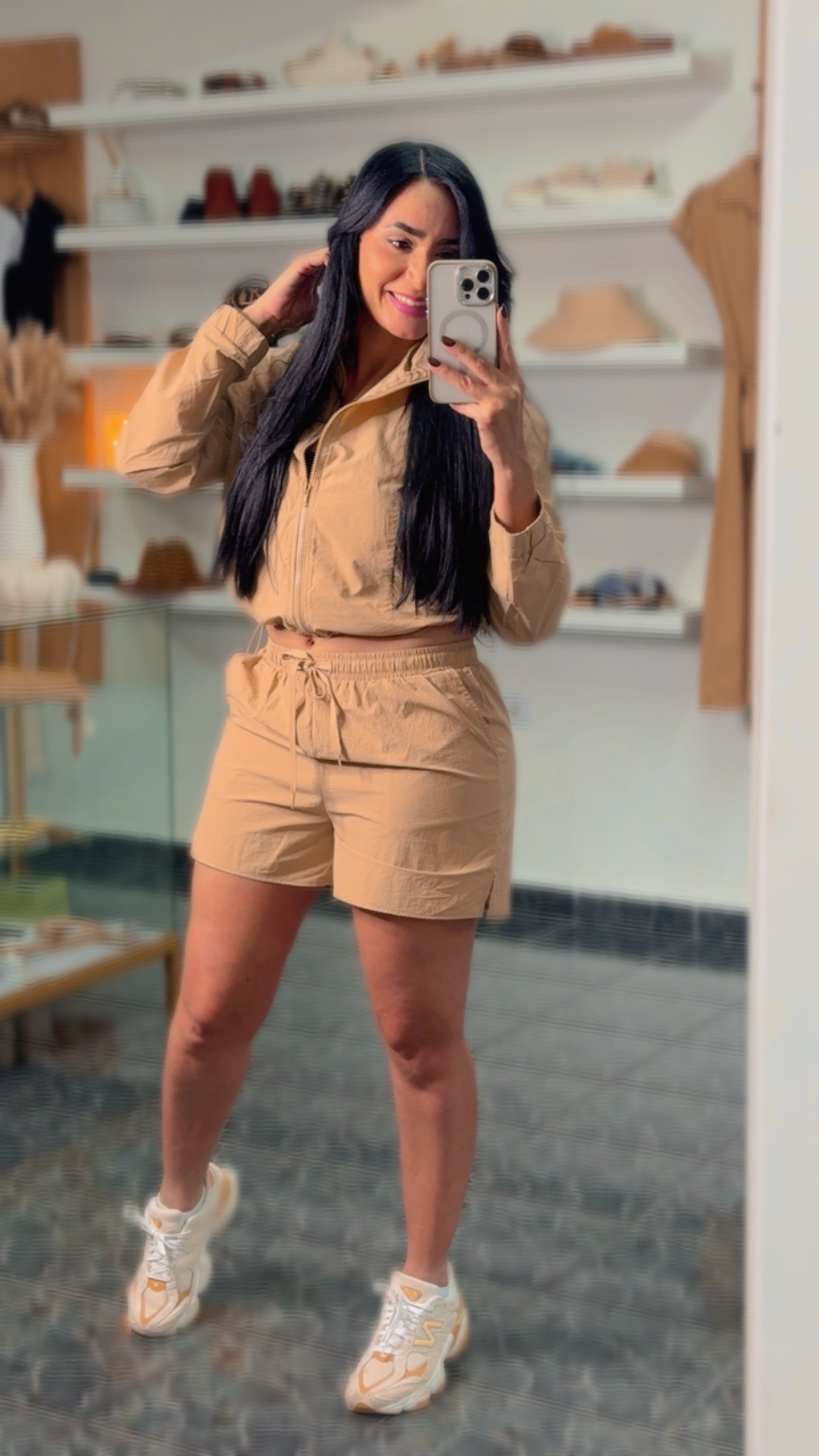 Khaki Jacket/Shorts Set