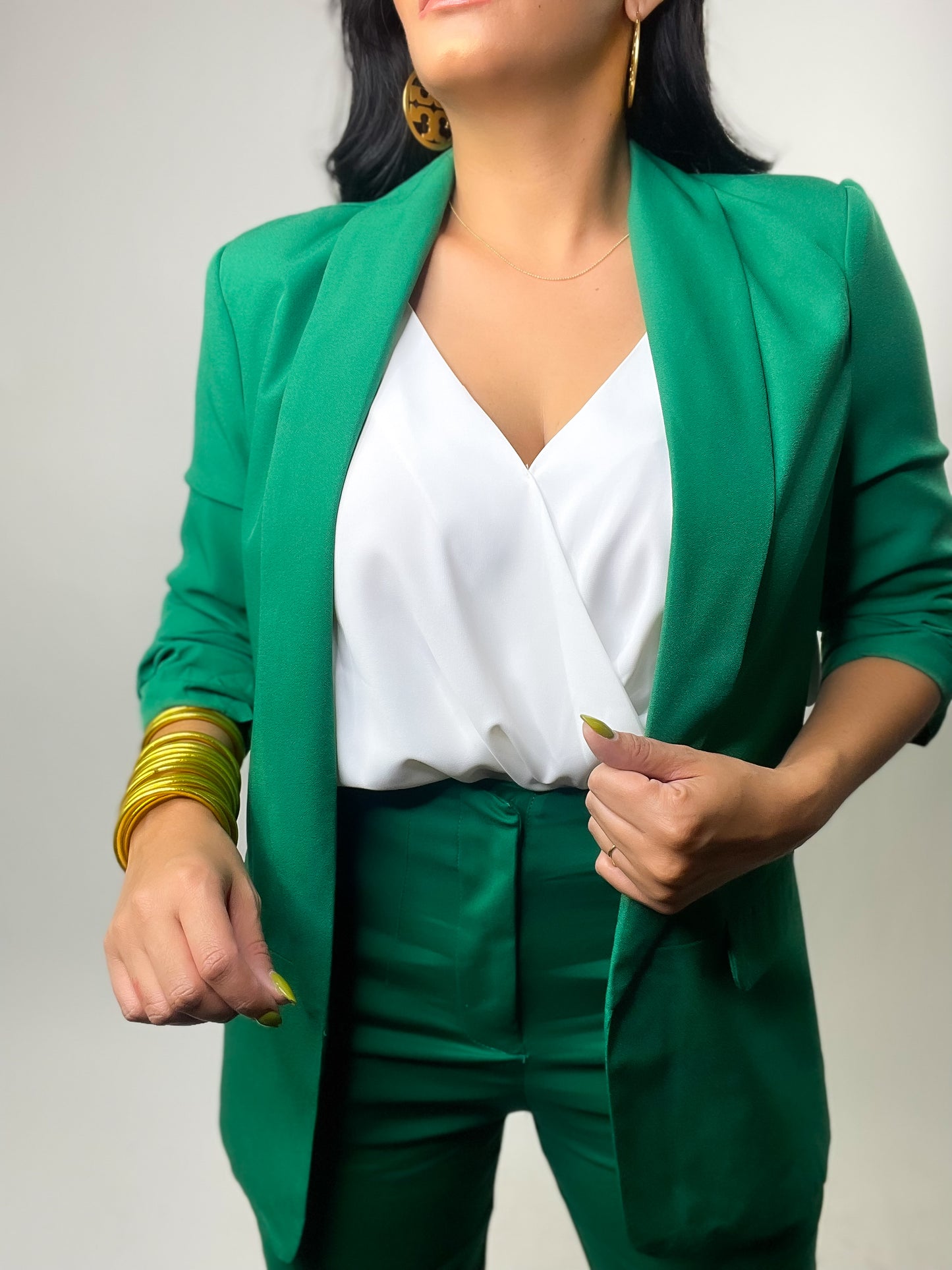 Green 3/4 Sleeve Blazer