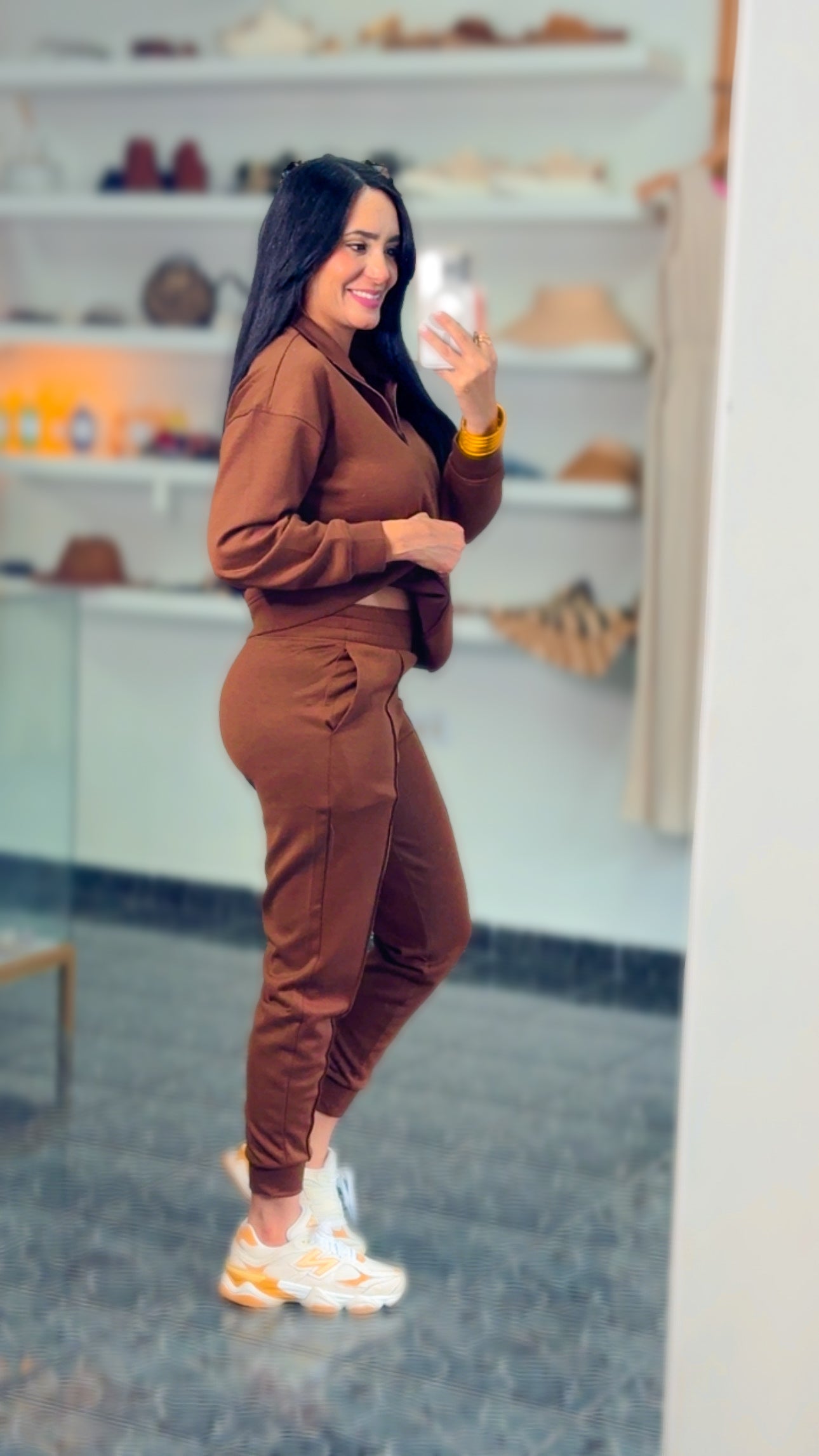 Brown Scuba Half Zip Sweater/Jogger