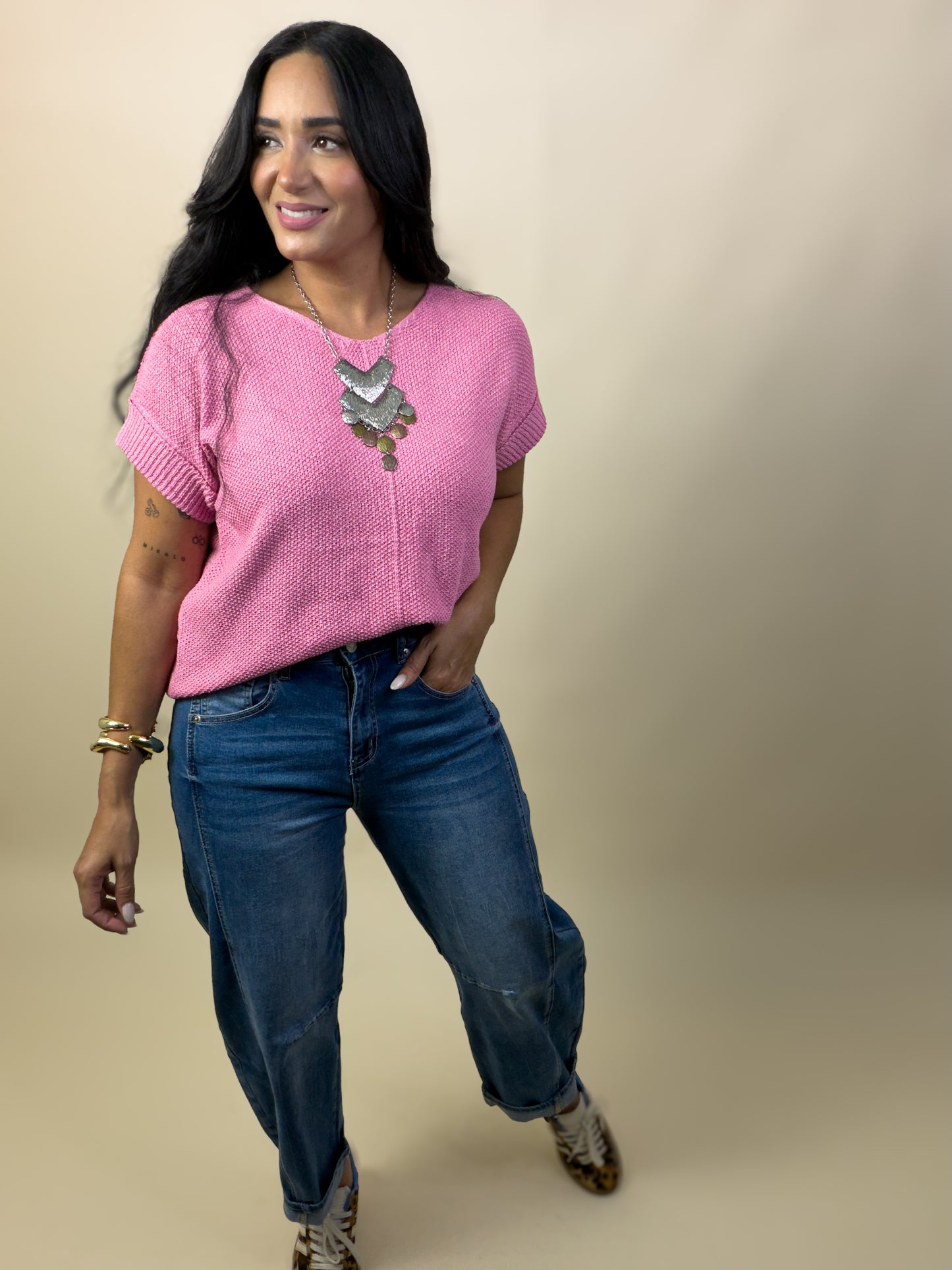 Mauve Center Seam Sweater Top