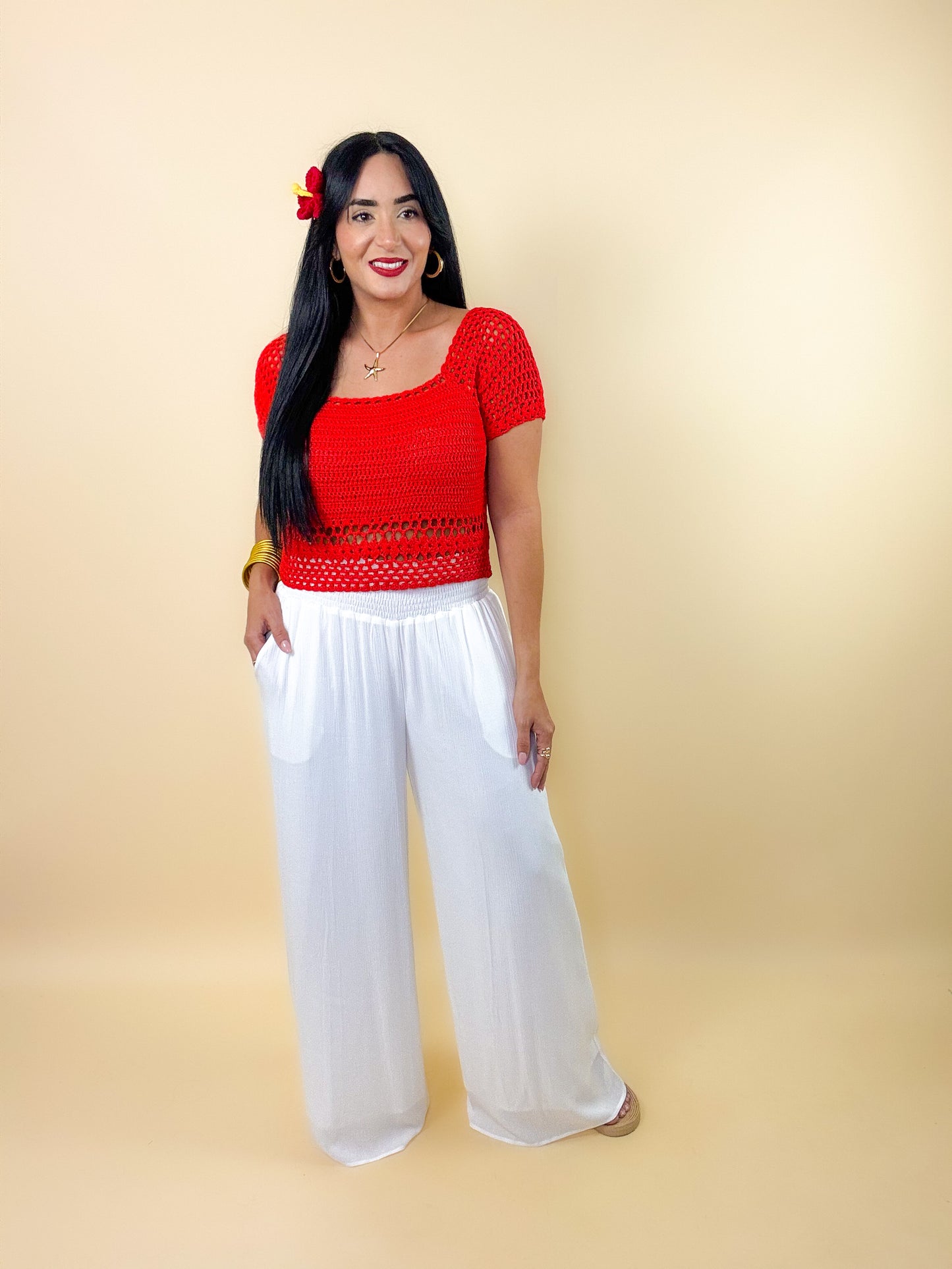 Red Crochet Top