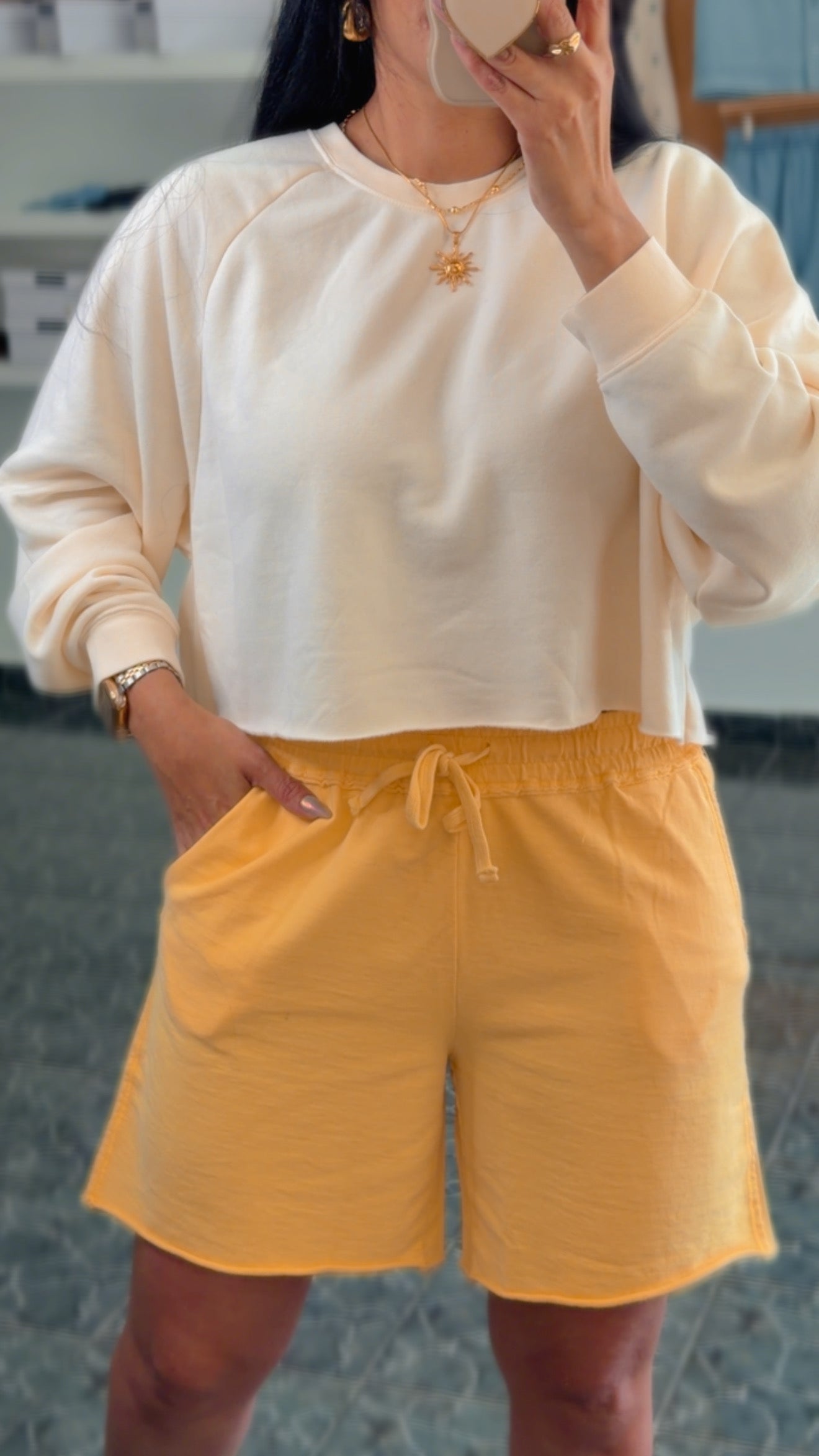 Yellow Knit Bermuda
