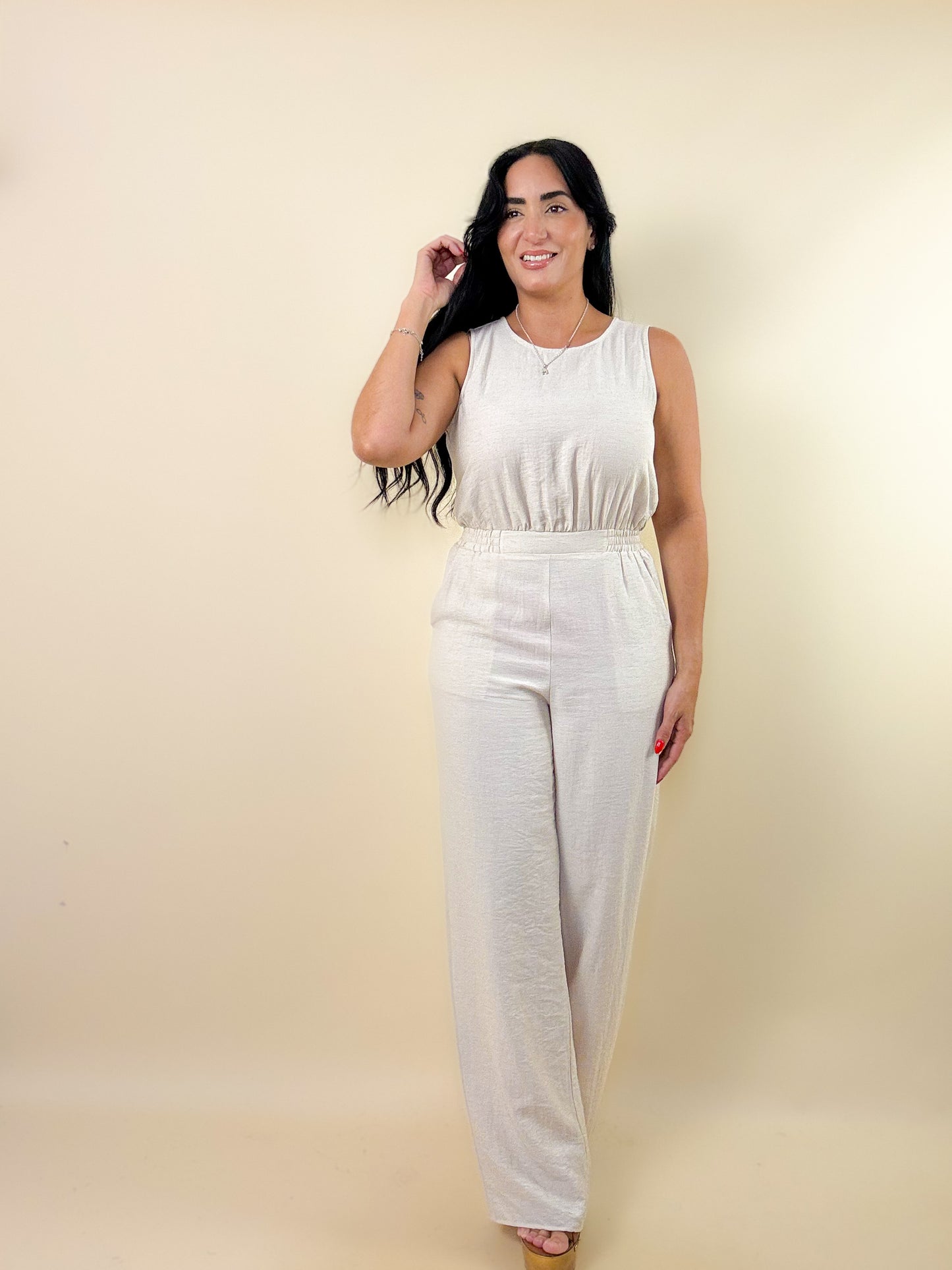 Oatmeal Linen Jumpsuit