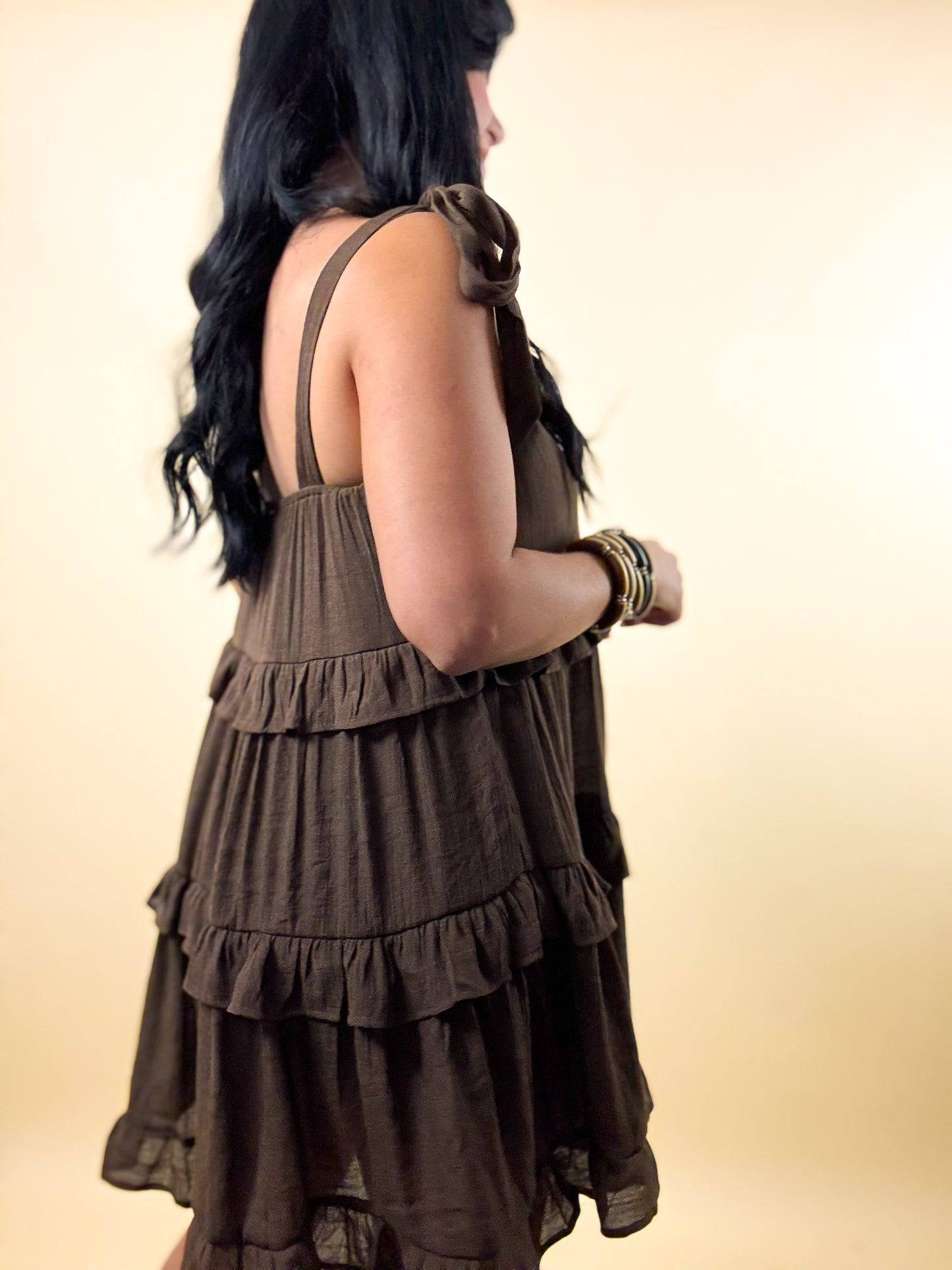 Mocha Ruffle Dress