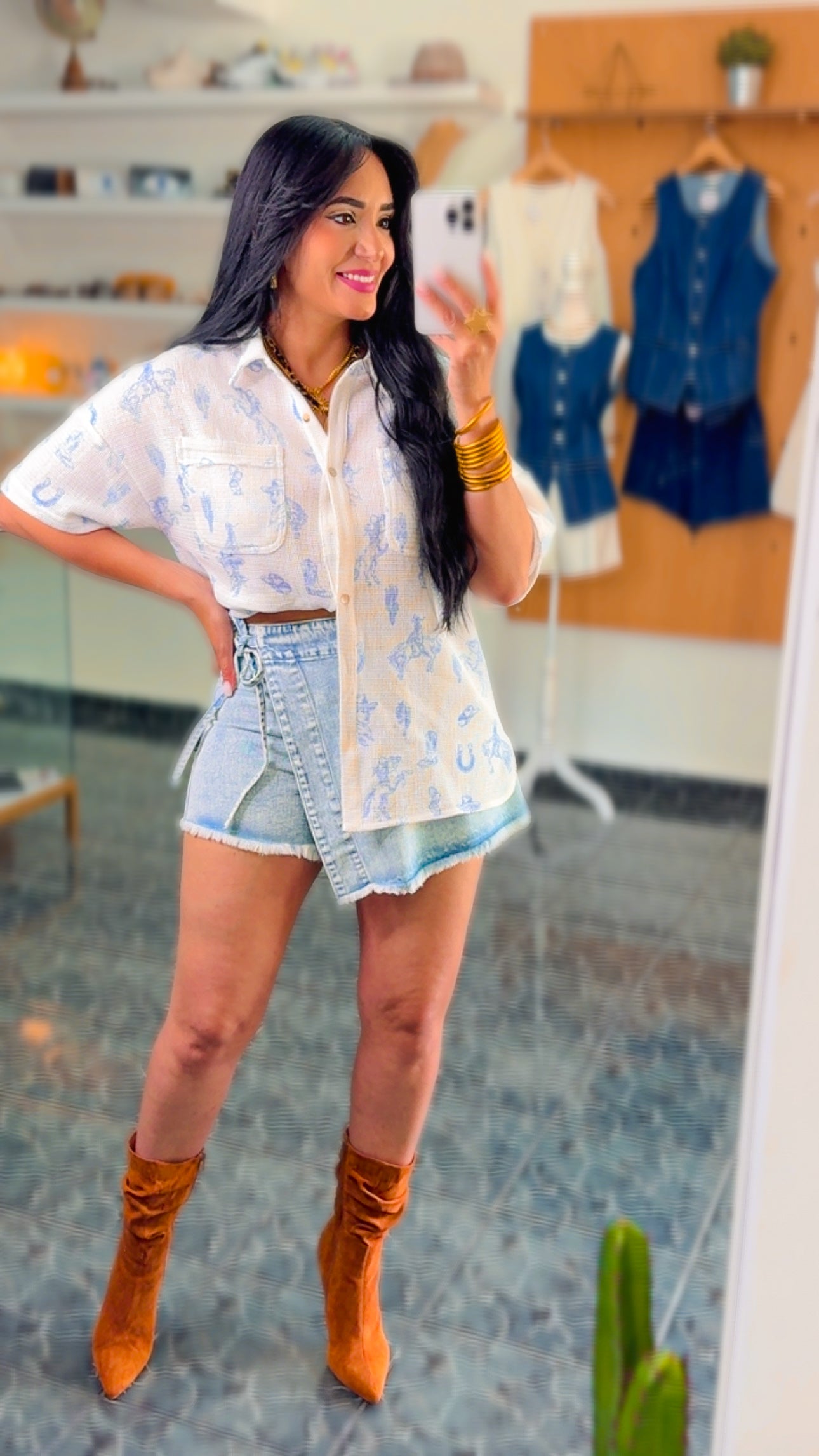 Light Washed Denim Wrapped Skort