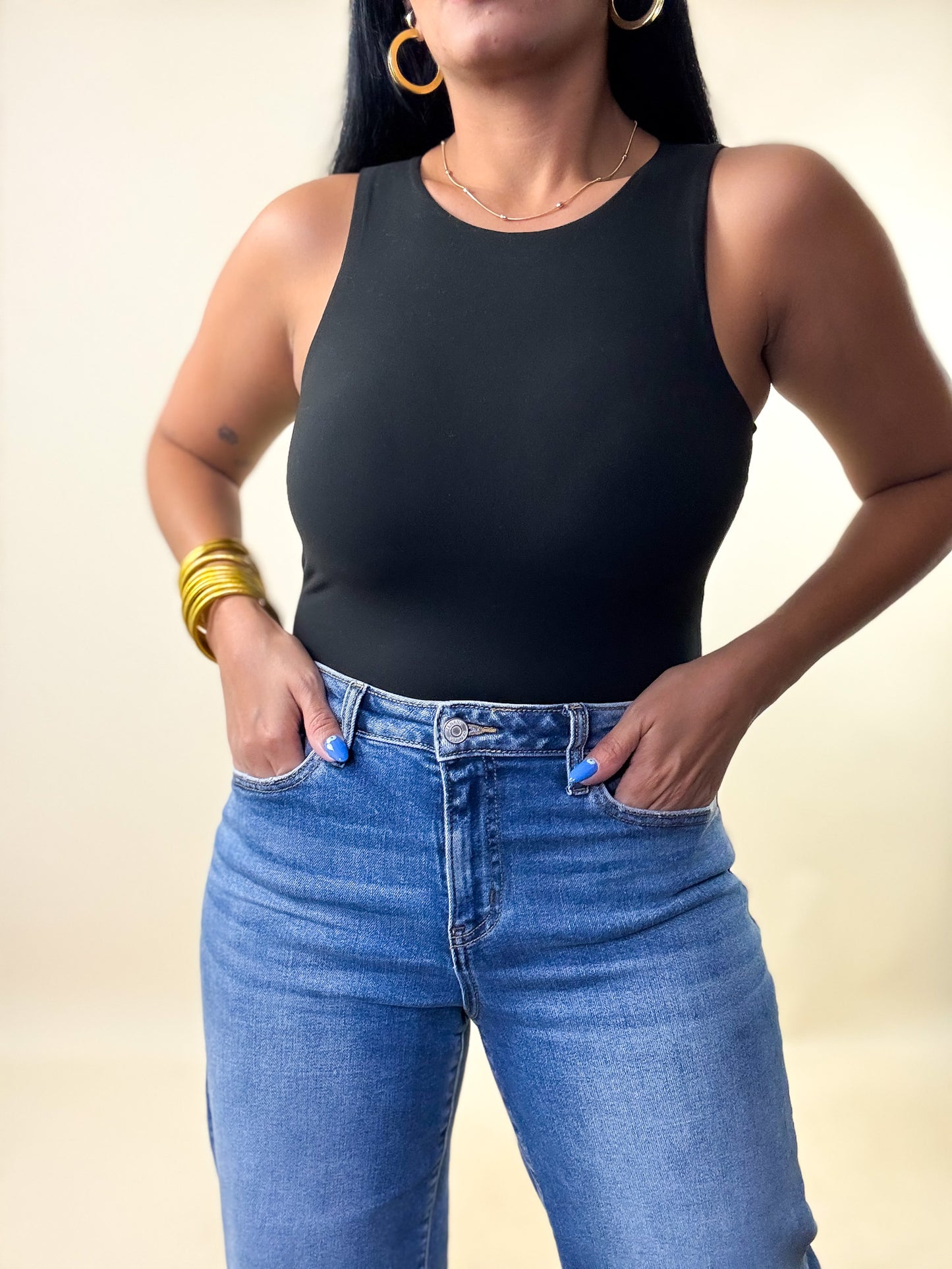 Black Padded Bodysuit