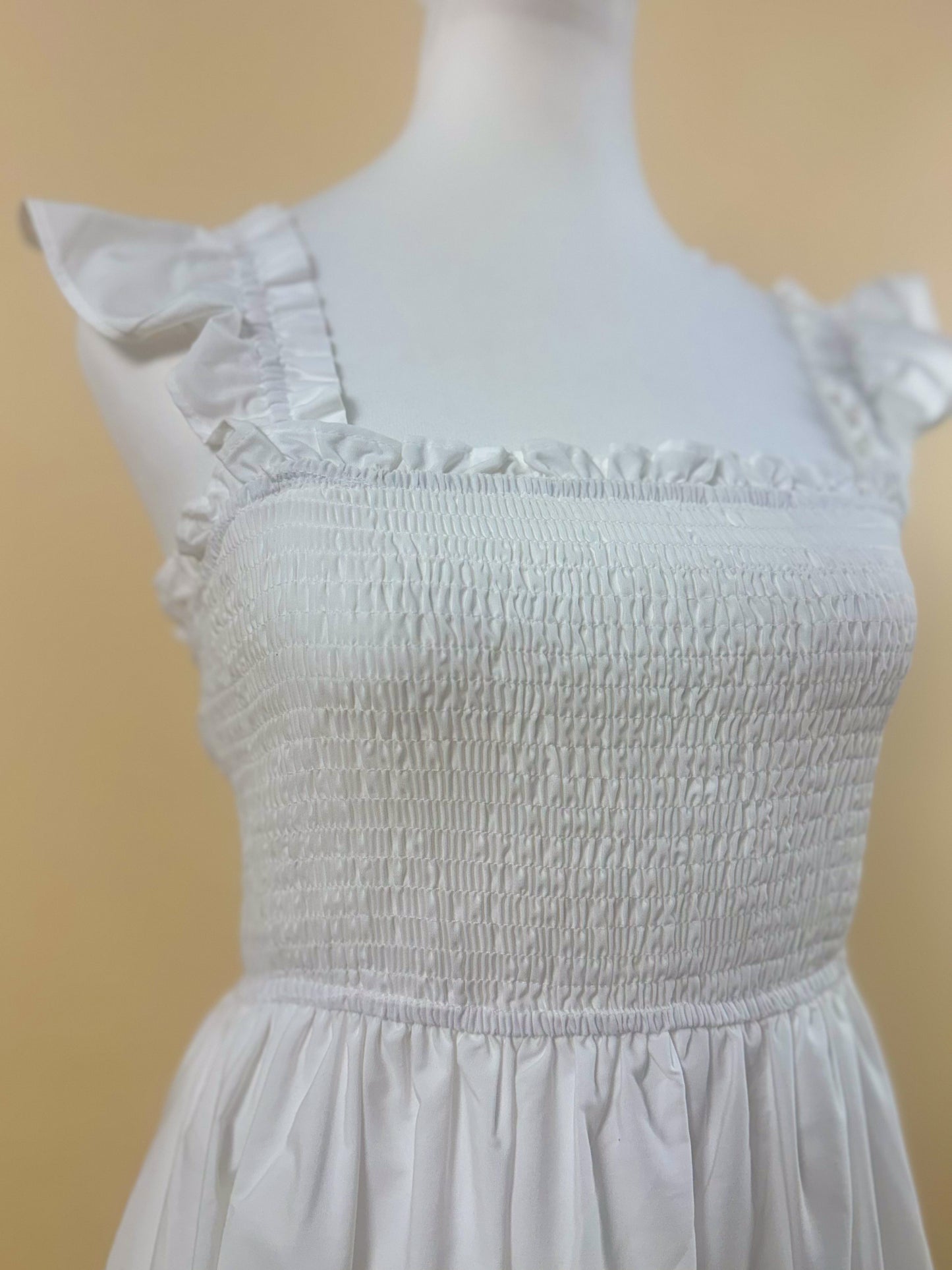 White Eyelet Hem Midi Dress