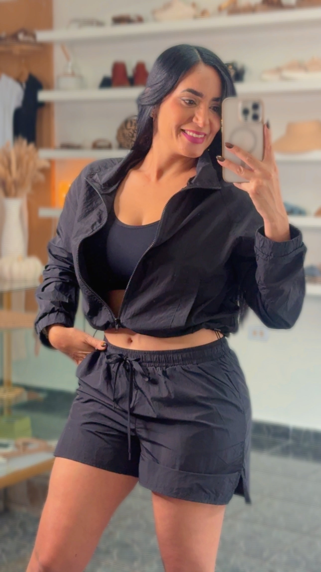Black Jacket/Shorts Set