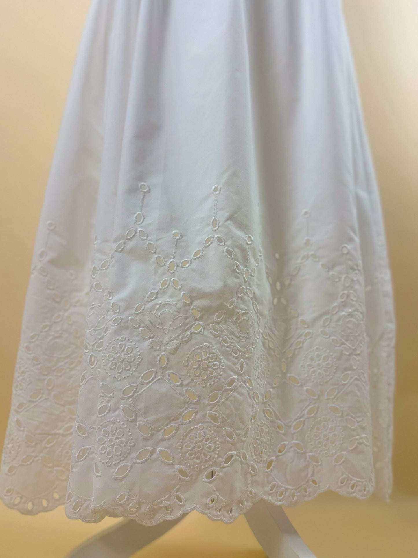 White Eyelet Hem Midi Dress