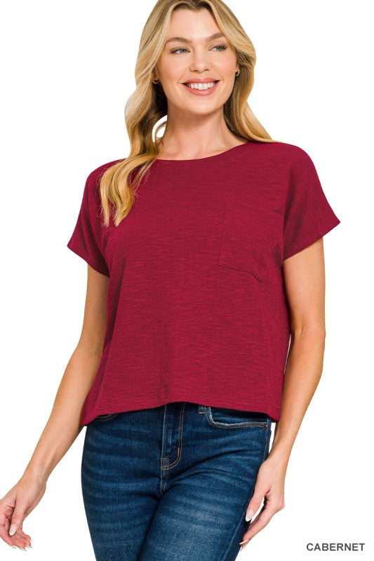 Cabernet Slub Relaxed Crop Top