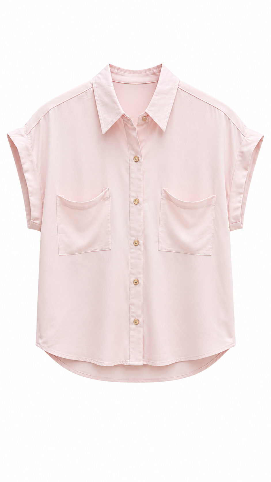 Pink Button-Up Collared Blouse