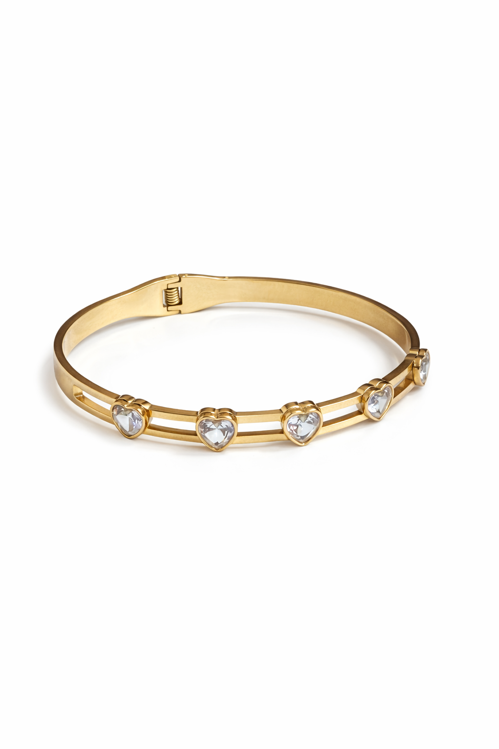 18K Gold Pleated Waterproof Stainless Steel Bangle
