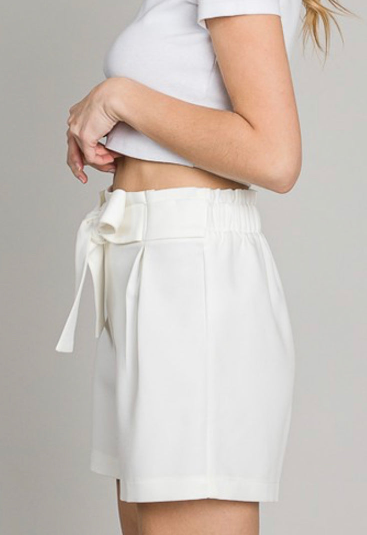 Ivory Twill Front Tie Short