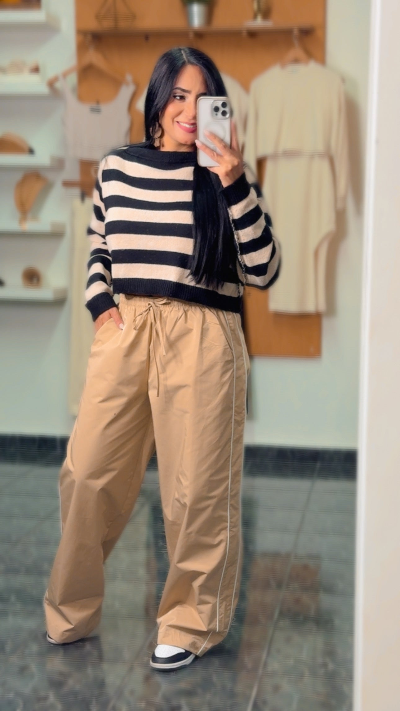 Taupe Lines Impermeable Pants