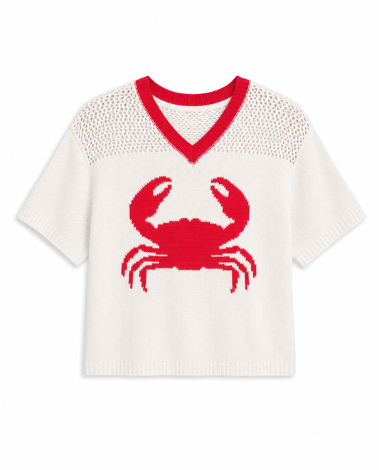 Red Crab Knit Top