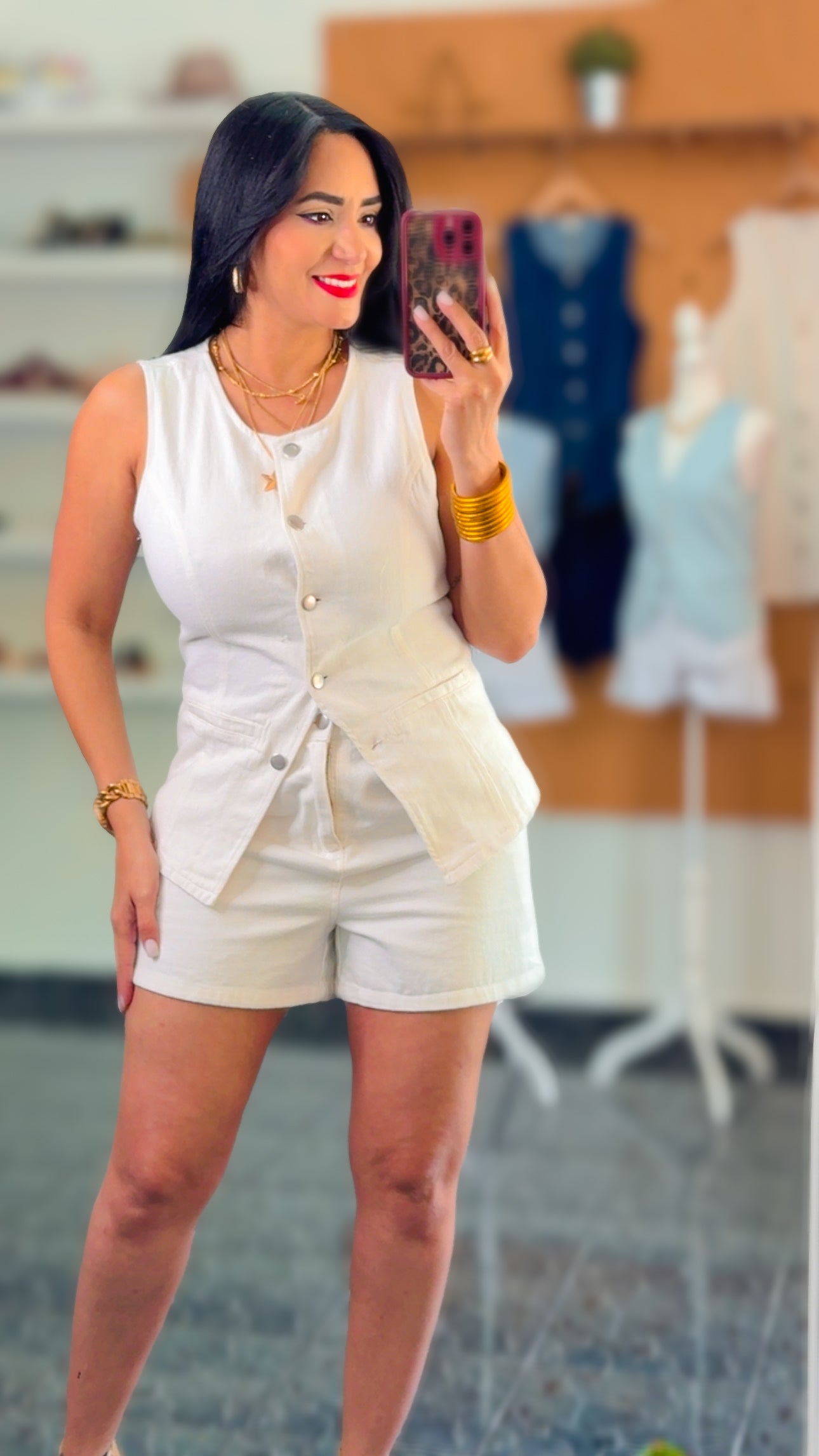 White Button Front Vest