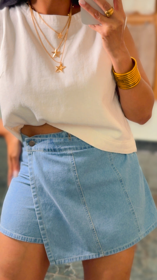 Light Denim Skort