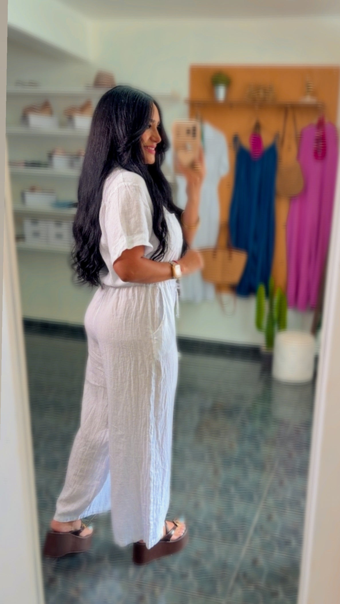 Italy White Linen Jumpsuit