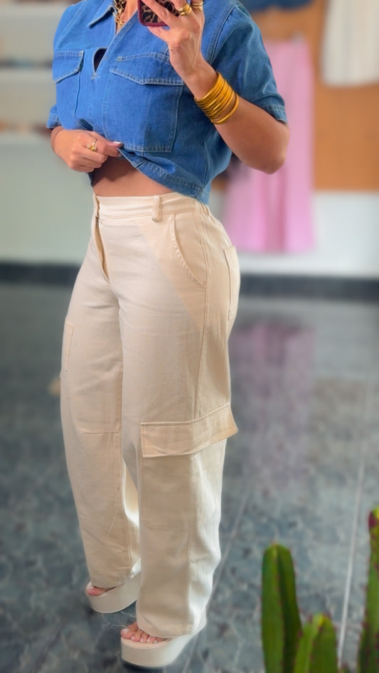 Preorden Cream Cargo Pants