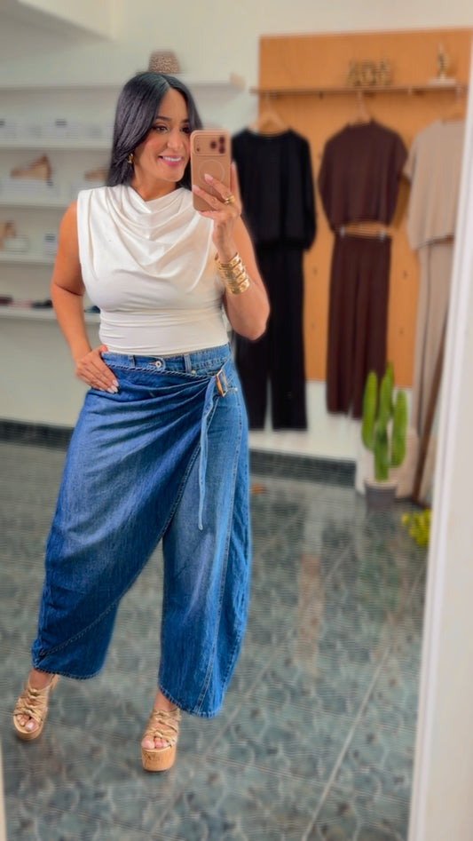 Italy Denim Wrap Jeans