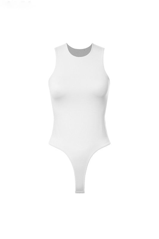 White Crewneck Invisible Lines Bodysuit