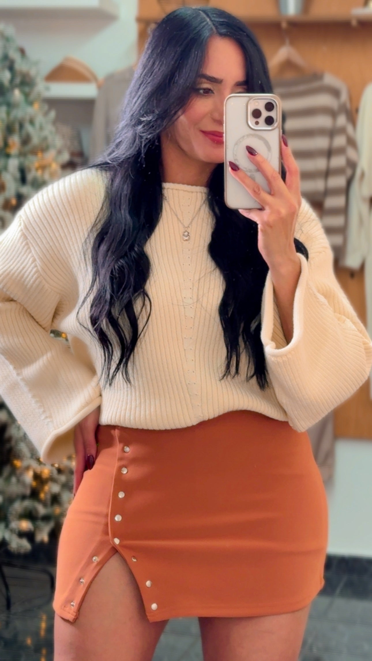 Tan Scuba Knit Mini Skort