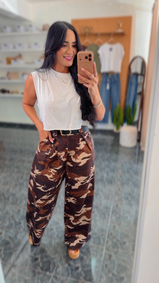 Italy Camo Wide Leg Pants